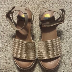 Beige Woven Strap Sandals